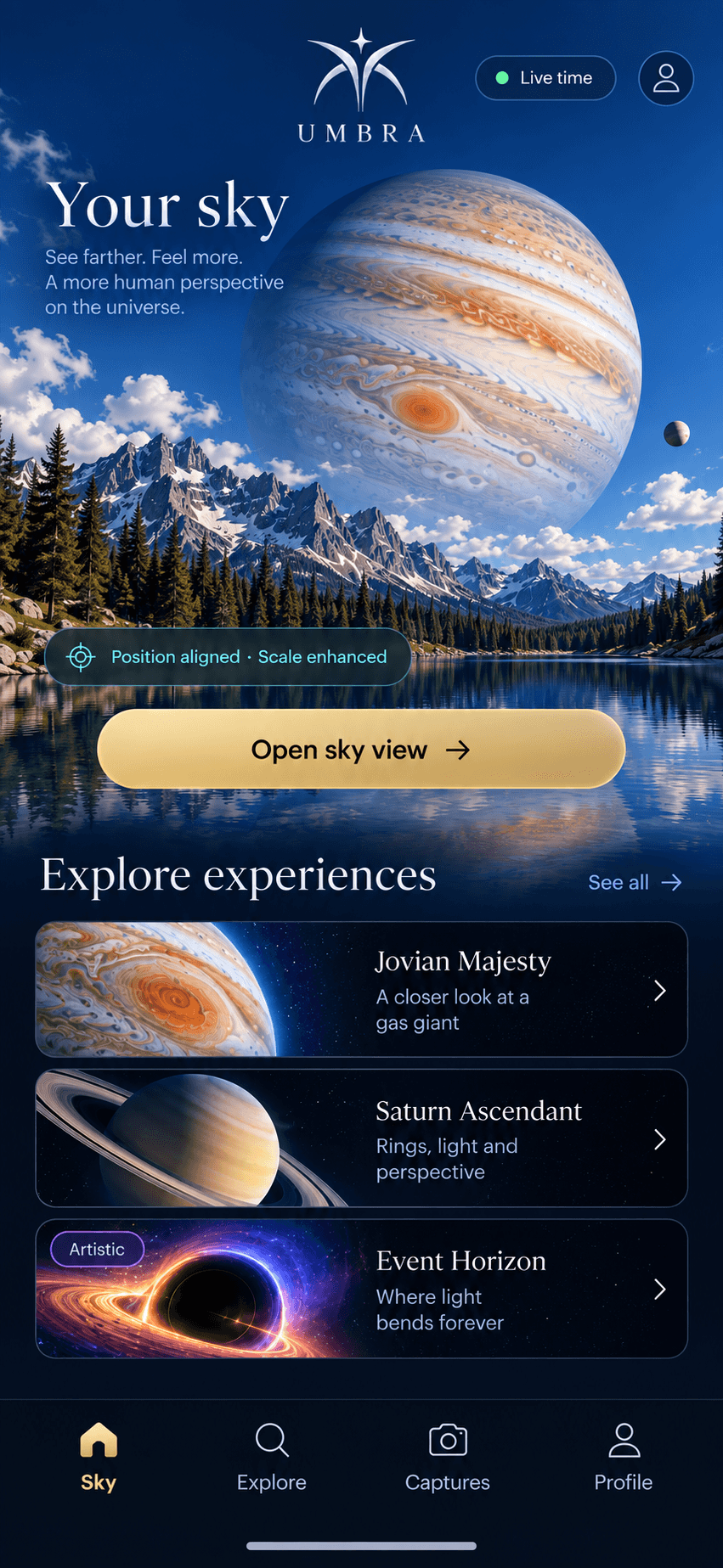 Umbra app screen: transform